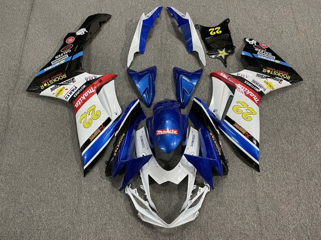 22 Rockstar Blanco & Azul 2011-2024 Suzuki GSXR 600-750 Carenados Moto 22 Rockstar Blanco & Azul 2011-2024 Suzuki GSXR 600-750 Carenados Moto