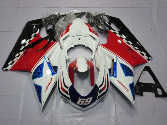 69 Blanco & Rojo 2007-2014 Ducati 848 1098 1198 Carenados Moto 69 Blanco & Rojo 2007-2014 Ducati 848 1098 1198 Carenados Moto