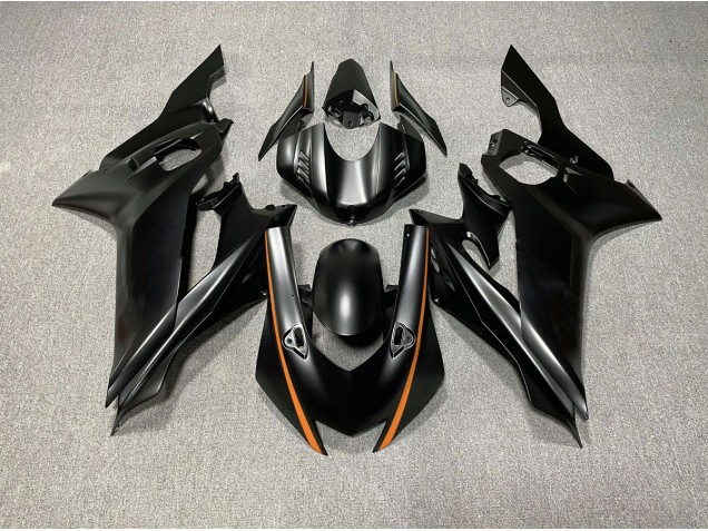 Acentos En Negro Mate & Naranja 2017-2021 Yamaha R6 Carenados Moto Acentos En Negro Mate & Naranja 2017-2021 Yamaha R6 Carenados Moto