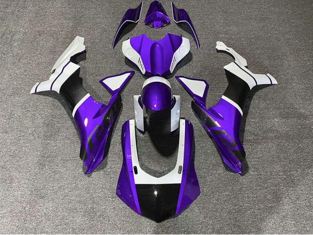 Acentos Morados & Fibra De Carbono 2015-2019 Yamaha R1 Carenados Moto Acentos Morados & Fibra De Carbono 2015-2019 Yamaha R1 Carenados Moto