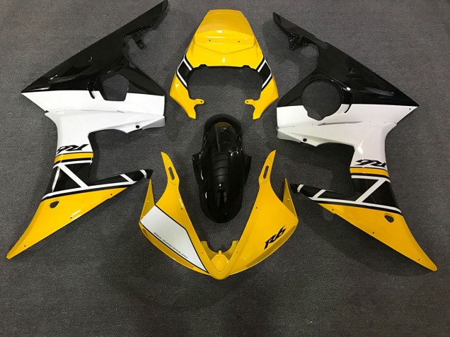 Amarillo Brillante & Blanco 2003-2004 Yamaha R6 Carenados Moto Amarillo Brillante & Blanco 2003-2004 Yamaha R6 Carenados Moto