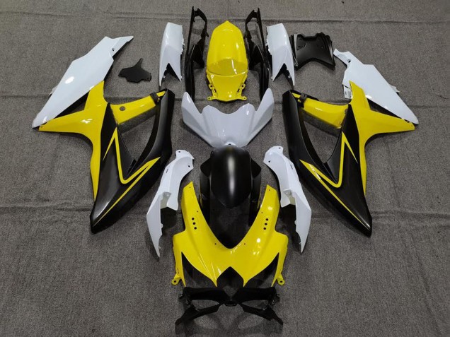 Amarillo Brillante & Blanco 2008-2010 Suzuki GSXR 600-750 Carenados Moto Amarillo Brillante & Blanco 2008-2010 Suzuki GSXR 600-750 Carenados Moto