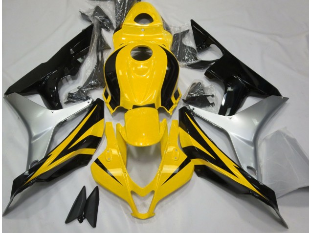Amarillo Brillo Plata & Negro 2007-2008 Honda CBR600RR Carenados Moto Amarillo Brillo Plata & Negro 2007-2008 Honda CBR600RR Carenados Moto