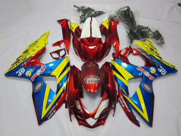 Amarillo Rojo & Azul 2009-2016 Suzuki GSXR 1000 Carenados Moto Amarillo Rojo & Azul 2009-2016 Suzuki GSXR 1000 Carenados Moto