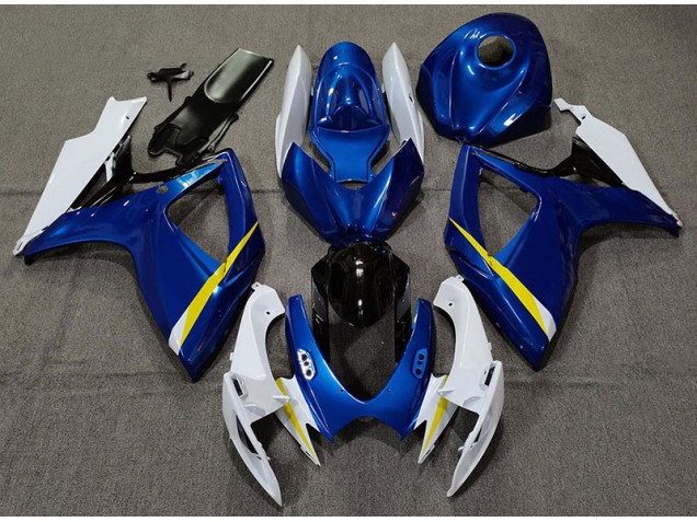 Azul Brillante Blanco & Amarillo 2006-2007 Suzuki GSXR 600-750 Carenados Moto Azul Brillante Blanco & Amarillo 2006-2007 Suzuki GSXR 600-750 Carenados Moto