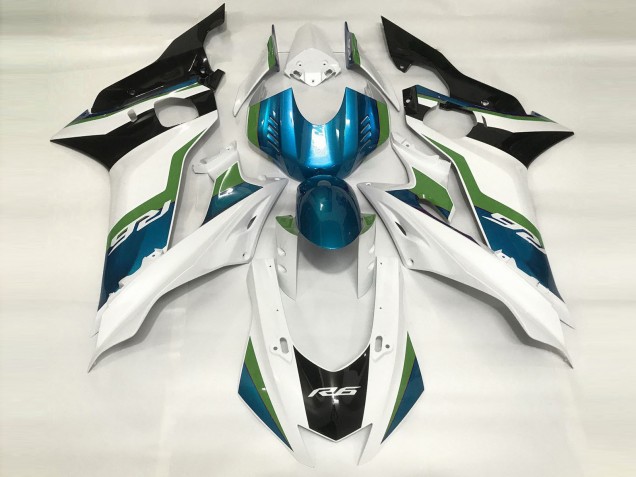 Azul Claro & Blanco Brillante 2017-2021 Yamaha R6 Carenados Moto Azul Claro & Blanco Brillante 2017-2021 Yamaha R6 Carenados Moto