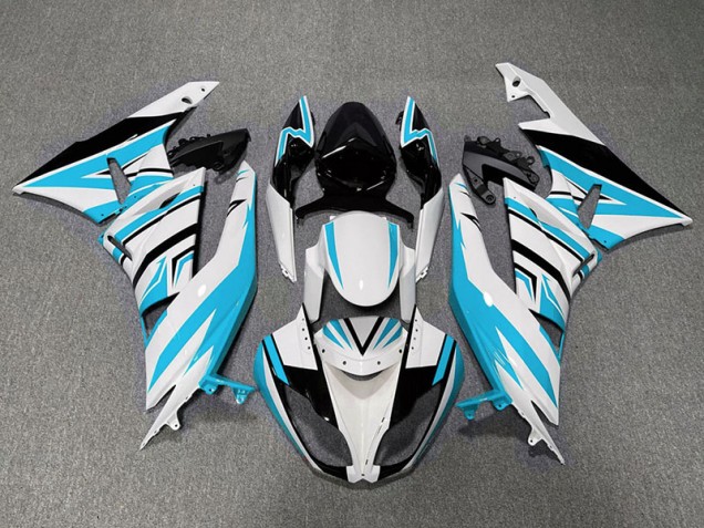 Azul Claro Blanco & Negro Zag 2009-2012 Kawasaki ZX6R Carenados Moto Azul Claro Blanco & Negro Zag 2009-2012 Kawasaki ZX6R Carenados Moto