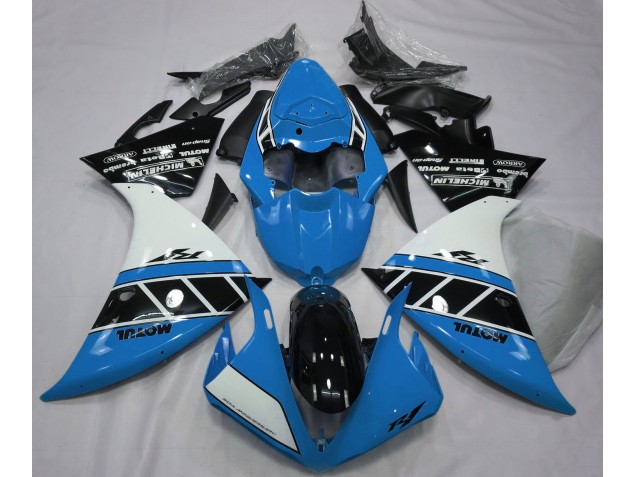 Azul Claro Brillante Blanco & Negro 2012-2014 Yamaha R1 Carenados Moto Azul Claro Brillante Blanco & Negro 2012-2014 Yamaha R1 Carenados Moto