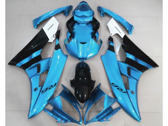 Azul Claro Brillante & Negro 2006-2007 Yamaha R6 Carenados Moto