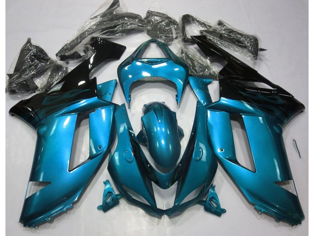 Azul Claro Brillante & Negro 2007-2008 Kawasaki ZX6R Carenados Moto Azul Claro Brillante & Negro 2007-2008 Kawasaki ZX6R Carenados Moto