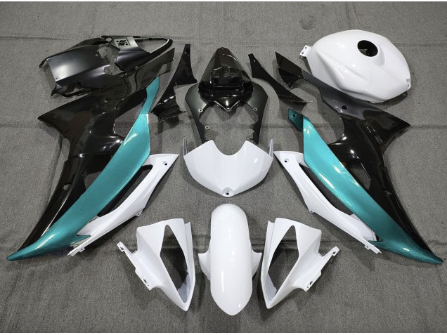 Azul Claro Personalizado En Blanco & Negro 2008-2016 Yamaha R6 Carenados Moto Azul Claro Personalizado En Blanco & Negro 2008-2016 Yamaha R6 Carenados Moto