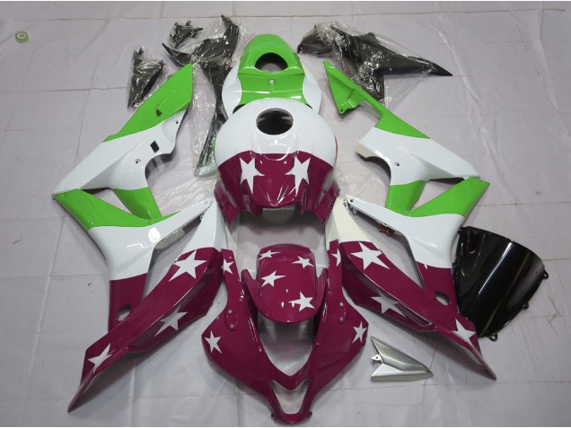 Barras & Estrellas Verdes & Granates 2007-2008 Honda CBR600RR Carenados Moto Barras & Estrellas Verdes & Granates 2007-2008 Honda CBR600RR Carenados Moto