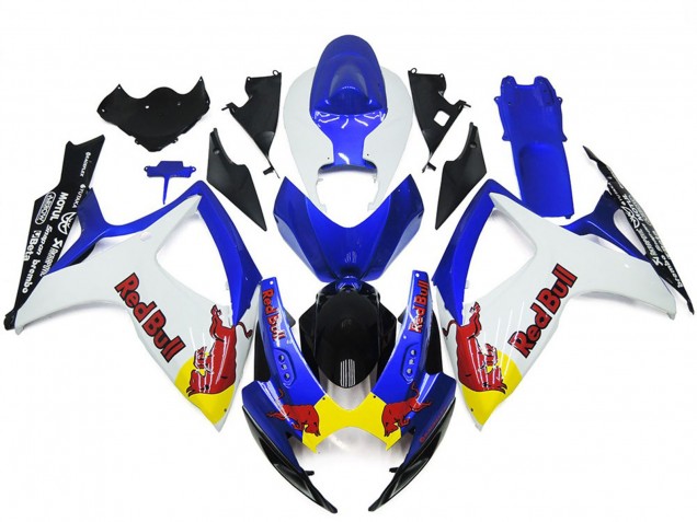 Blanco & Azul Rojo Toro Personalizado 2006-2007 Suzuki GSXR 600-750 Carenados Moto Blanco & Azul Rojo Toro Personalizado 2006-2007 Suzuki GSXR 600-750 Carenados Moto