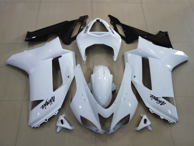 Blanco Brillante 2007-2008 Kawasaki ZX6R Carenados Moto Blanco Brillante 2007-2008 Kawasaki ZX6R Carenados Moto