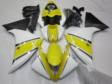 Blanco Brillante & Amarillo 2009-2011 Yamaha R1 Carenados Moto