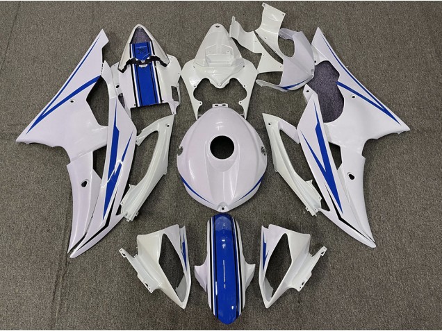 Blanco Brillante & Azul 2008-2016 Yamaha R6 Carenados Moto Blanco Brillante & Azul 2008-2016 Yamaha R6 Carenados Moto