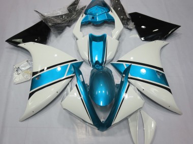 Blanco Brillante & Azul Claro 2009-2011 Yamaha R1 Carenados Moto