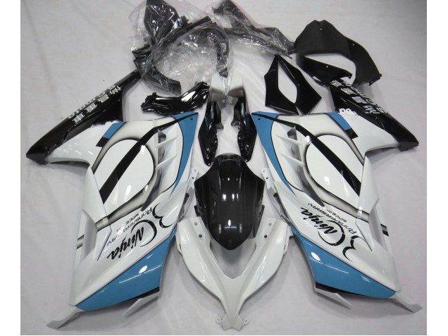 Blanco Brillante & Azul Claro 2013-2018 Kawasaki Ninja 300 Carenados Moto Blanco Brillante & Azul Claro 2013-2018 Kawasaki Ninja 300 Carenados Moto