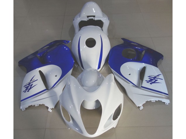 Blanco Brillante & Azul Intenso 1997-2007 Suzuki GSXR 1300 Carenados Moto Blanco Brillante & Azul Intenso 1997-2007 Suzuki GSXR 1300 Carenados Moto