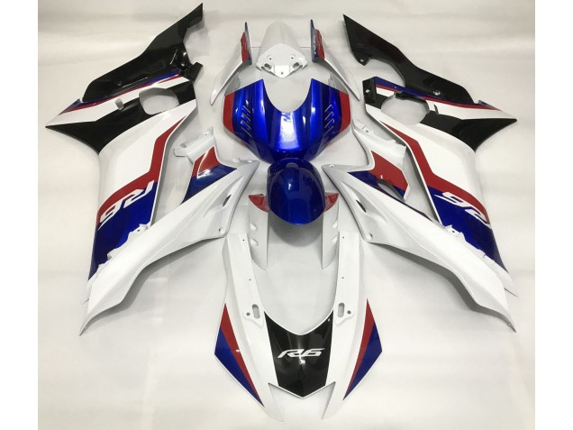 Blanco Brillante & Azul Intenso 2017-2021 Yamaha R6 Carenados Moto Blanco Brillante & Azul Intenso 2017-2021 Yamaha R6 Carenados Moto