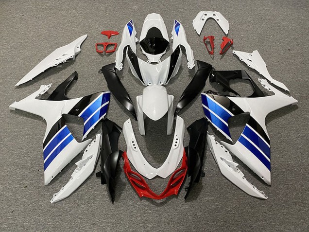 Blanco Brillante Azul Negro & Rojo 2009-2016 Suzuki GSXR 1000 Carenados Moto Blanco Brillante Azul Negro & Rojo 2009-2016 Suzuki GSXR 1000 Carenados Moto