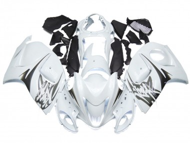 Blanco Brillante Con Logotipos De Estilo Plateado 2008-2020 Suzuki GSXR 1300 Carenados Moto