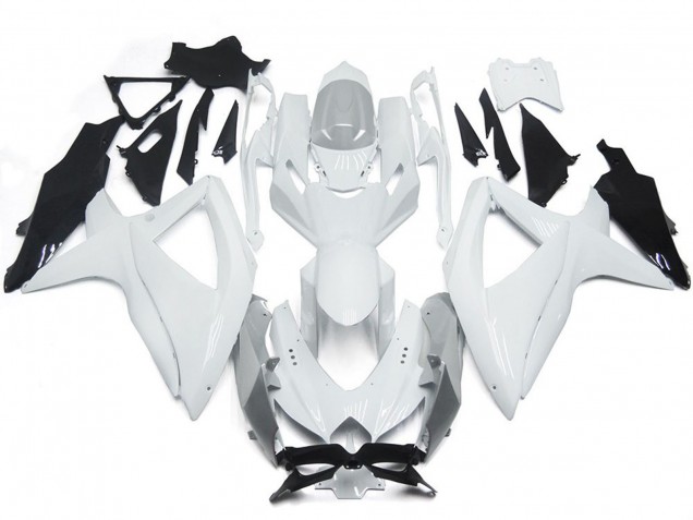 Blanco Brillante Con Plata 2008-2010 Suzuki GSXR 600-750 Carenados Moto Blanco Brillante Con Plata 2008-2010 Suzuki GSXR 600-750 Carenados Moto
