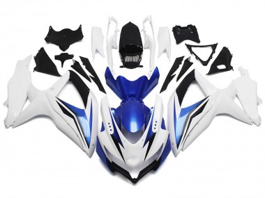 Blanco Brillante Con Plata & Azul 2008-2010 Suzuki GSXR 600-750 Carenados Moto
