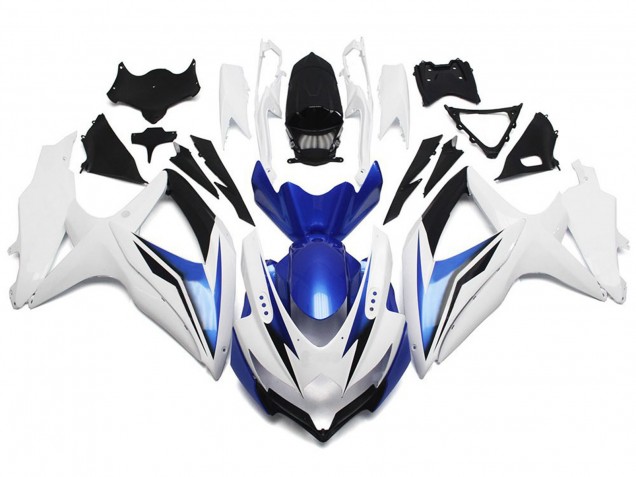Blanco Brillante Con Plata & Azul 2008-2010 Suzuki GSXR 600-750 Carenados Moto Blanco Brillante Con Plata & Azul 2008-2010 Suzuki GSXR 600-750 Carenados Moto
