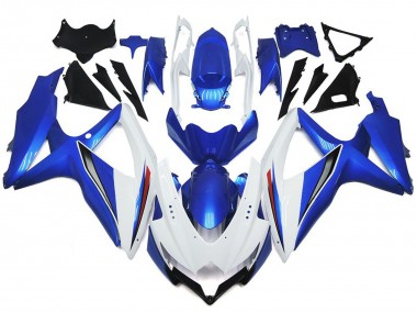 Blanco Brillante Con Plata & Azul 2008-2010 Suzuki GSXR 600-750 Carenados Moto