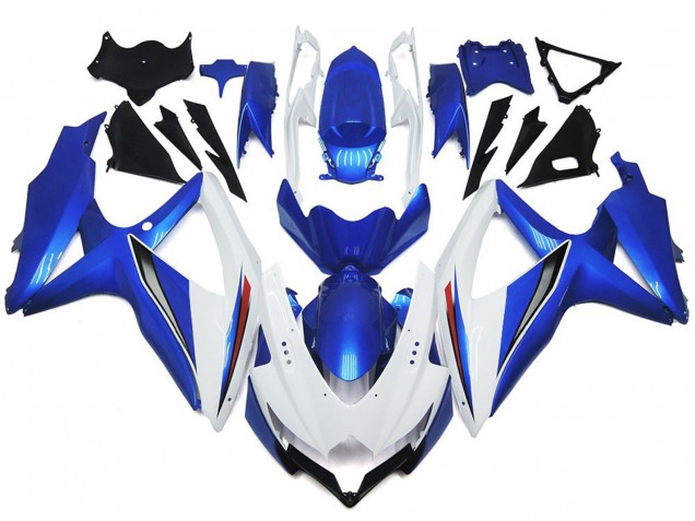 Blanco Brillante Con Plata & Azul 2008-2010 Suzuki GSXR 600-750 Carenados Moto Blanco Brillante Con Plata & Azul 2008-2010 Suzuki GSXR 600-750 Carenados Moto