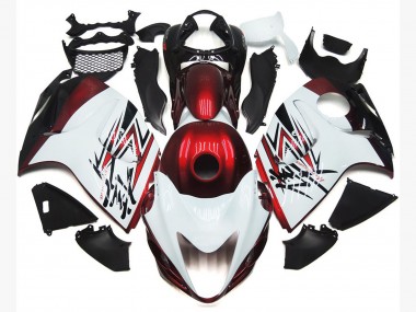 Blanco Brillante Con Rojo Intenso Personalizado 2008-2020 Suzuki GSXR 1300 Carenados Moto