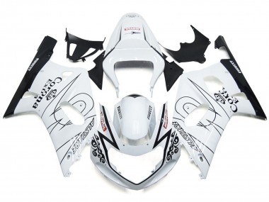 Blanco Brillante Corona & Negro 2001-2003 Suzuki GSXR 600-750 Carenados Moto