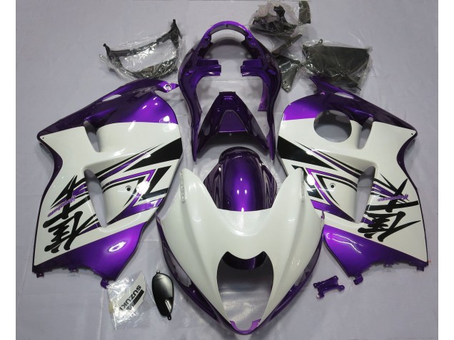 Blanco Brillante & Morado 1997-2007 Suzuki GSXR 1300 Carenados Moto Blanco Brillante & Morado 1997-2007 Suzuki GSXR 1300 Carenados Moto