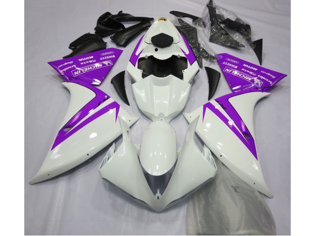 Blanco Brillante & Morado 2012-2014 Yamaha R1 Carenados Moto Blanco Brillante & Morado 2012-2014 Yamaha R1 Carenados Moto
