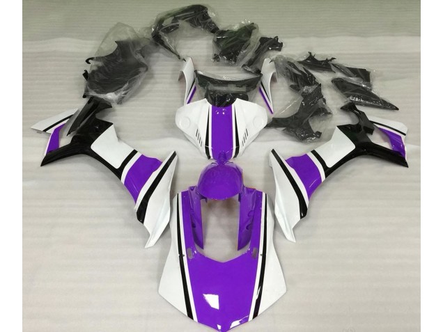 Blanco Brillante Morado & Negro 2015-2019 Yamaha R1 Carenados Moto Blanco Brillante Morado & Negro 2015-2019 Yamaha R1 Carenados Moto
