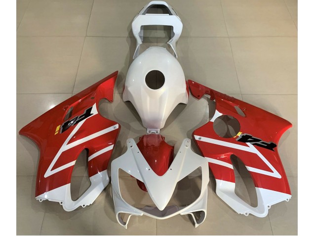 Blanco Brillante & Rojo 2001-2003 Honda CBR600 F4i Carenados Moto