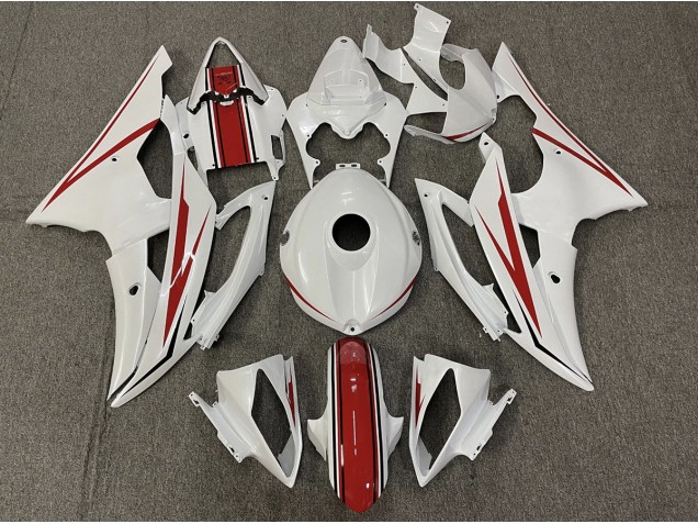 Blanco Brillante & Rojo 2008-2016 Yamaha R6 Carenados Moto Blanco Brillante & Rojo 2008-2016 Yamaha R6 Carenados Moto