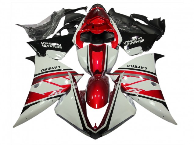 Blanco Brillante & Rojo 2012-2014 Yamaha R1 Carenados Moto Blanco Brillante & Rojo 2012-2014 Yamaha R1 Carenados Moto