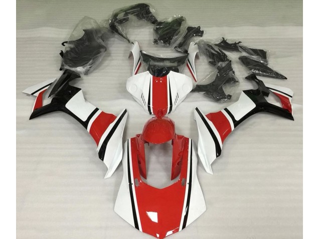 Blanco Brillante Rojo & Negro 2015-2019 Yamaha R1 Carenados Moto Blanco Brillante Rojo & Negro 2015-2019 Yamaha R1 Carenados Moto