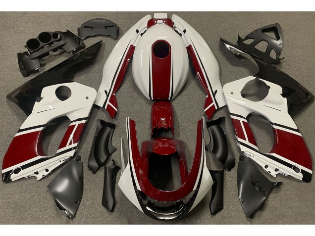 Blanco Brillante & Rojo Oscuro 1998-2007 Yamaha YZF600 Carenados Moto Blanco Brillante & Rojo Oscuro 1998-2007 Yamaha YZF600 Carenados Moto
