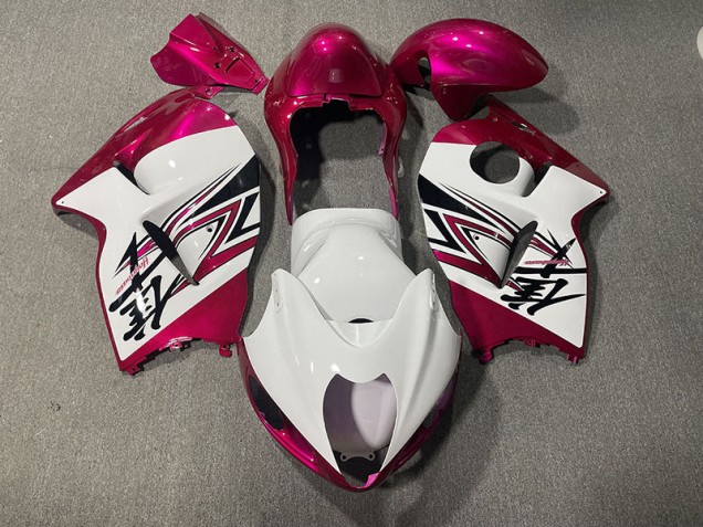 Blanco Brillante & Rosa 1997-2007 Suzuki GSXR 1300 Carenados Moto Blanco Brillante & Rosa 1997-2007 Suzuki GSXR 1300 Carenados Moto
