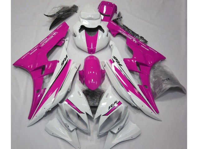 Blanco Brillante & Rosa 2006-2007 Yamaha R6 Carenados Moto Blanco Brillante & Rosa 2006-2007 Yamaha R6 Carenados Moto