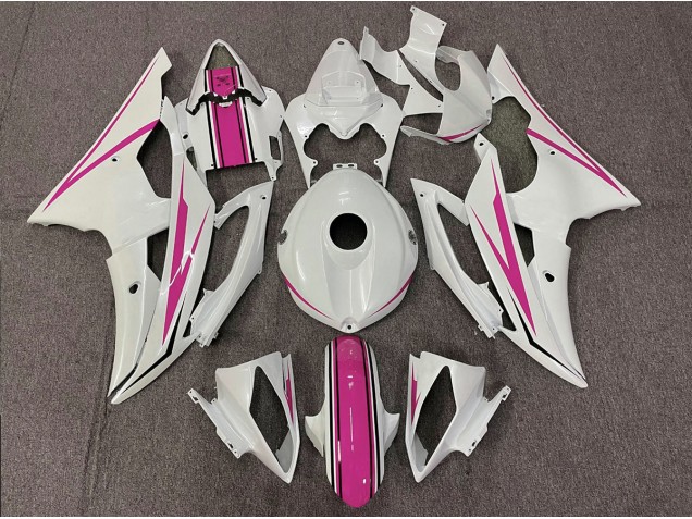 Blanco Brillante & Rosa 2008-2016 Yamaha R6 Carenados Moto Blanco Brillante & Rosa 2008-2016 Yamaha R6 Carenados Moto