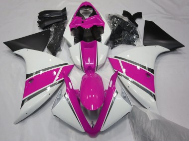 Blanco Brillante & Rosa 2009-2011 Yamaha R1 Carenados Moto