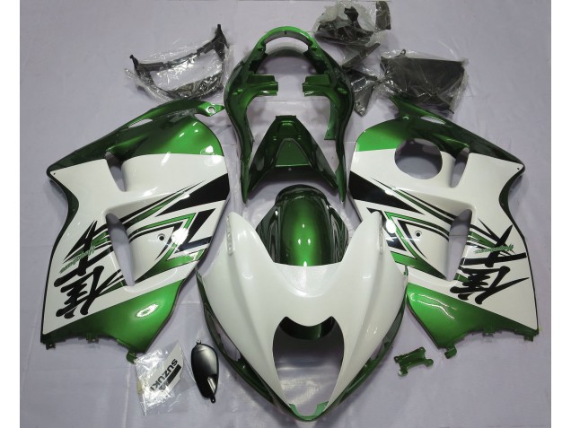 Blanco Brillante & Verde 1997-2007 Suzuki GSXR 1300 Carenados Moto Blanco Brillante & Verde 1997-2007 Suzuki GSXR 1300 Carenados Moto