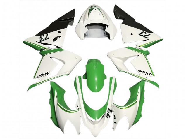 Blanco Brillante & Verde 2004-2005 Kawasaki ZX10R Carenados Moto Blanco Brillante & Verde 2004-2005 Kawasaki ZX10R Carenados Moto