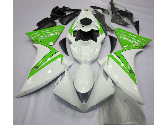 Blanco Brillante & Verde 2012-2014 Yamaha R1 Carenados Moto Blanco Brillante & Verde 2012-2014 Yamaha R1 Carenados Moto