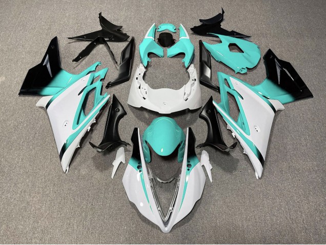 Blanco Brillante & Verde Azulado 2013-2016 Triumph Daytona 675 Carenados Moto Blanco Brillante & Verde Azulado 2013-2016 Triumph Daytona 675 Carenados Moto