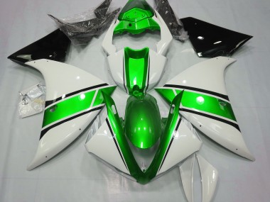 Blanco Brillante & Verde Metalizado 2009-2011 Yamaha R1 Carenados Moto